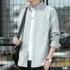 Estilo Hong Kong, camisa fina de primavera 2025, camisa casual nueva holgada de manga larga estilo japonés con bolsillos, versátil
