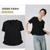 Nueva camiseta de verano de algodón puro para mujer, corte slim, con diseño plisado, estilo corto, top básico, camiseta de manga corta con cuello en V