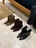 []Botines de tacón alto grueso con punta cuadrada para mujer 2026 Otoño/Invierno Nuevos Botines de media pantorrilla Sin cordones Uso bidireccional Botas de jinete
