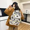 Mochila Nova para Casal de Grande Capacidade Estilo Coreano com Padrão de Estrelas Fofas para Alunos do Ensino Fundamental, Médio e Universitário