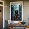 Decorações de Cortina para Portas e Janelas de Halloween Mais Vendidas no Exterior, Tecido de Fundo para Decoração de Quintal Exterior de Fantasma Sangrento de Terror