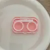 Estojo para Lentes de Contato Sem Necessidade de Rosquear Tampa à Prova de Vazamento Portátil Integrado Lentes de Contato Teto Solar Transparente Armazenamento de Cuidados Caixa Dupla