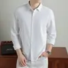 Camisa antibacteriana de nylon sem costura de alta qualidade com mangas compridas para homens, 10A, nova coleção outono 2026, cor sólida, camisa masculina elástica