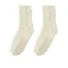 Calcetines de Terciopelo de Visón para Mujer, de Media Pantorrilla, Otoño e Invierno, Forrados de Felpa, Gruesos, Esponjosos, Negros y Blancos, Calcetines para Dormir Postparto