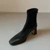 Estilo Coreano 2026 Tendência Temperamento Inverno Novo Retrô Emagrecedor Botas Salto Alto Botas de Cano Curto Emagrecedor Abraçando a Perna Moda Botas Sapatos Femininos