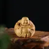 Pieza de Madera Tallada Dorada del Buda Maitreya para Llevar en la Mano para Decoración del Hogar Manualidades Creativas de Escritorio Adornos Pequeños
