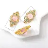 Pulsera de Mano con Cadena Extendida de Calcedonia Natural Accesorios de Cristal Pulido en Cobre Pulsera de Oro Real Charms para Collar Accesorios Hechos a Mano diy
