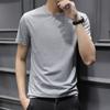 Camiseta de manga corta para hombre de color sólido al por mayor talla grande talla grande verano estilo coreano ajuste ceñido moderna guapa cuello redondo manga media