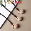Escultura em Madeira Criativa Alho Pato Corrente de Celular Yiming Xianyuan Homens e Mulheres Estilo Antigo Pen Drive Lanyard Pingente de Chave Joia
