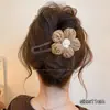 Pinzas para el pelo de pato con diseño floral de otoño e invierno, elegantes accesorios para el cabello para mujer, pinzas de tiburón grandes para peinar el cabello en la parte posterior de la cabeza