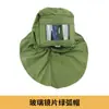 Casco de Chorro de Arena Mascarilla a Prueba de Polvo Chal Protector Sombrero Lona Verde Gorra de Chorro de Arena Cubierta de Chorro de Arena Sombrero a Prueba de Polvo para Lijado y Pintura