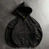 Aftererrors Marca Tendência High Street Transfronteiriça Y2K Moletom com Capuz Estampa de Leopardo Preto com Zíper em Fleece para Homens e Mulheres