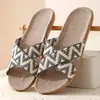 Pantuflas Antideslizantes Adhesivas para Interiores con Suelas Suaves, Ligeras y Transpirables, Adecuadas para Uso en Casa, Diseño de Tira Cruzada, Pantuflas de Lino para Todas las Estaciones para Parejas, Hombres y Mujeres, para el Hogar y Uso de Invitados