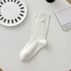 Calcetines a Media Pantorrilla para Mujer, Nuevos Calcetines de Algodón Otoño e Invierno, Calcetines Coreanos Serie Miu, Calcetines Largos Grises de Moda