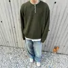 Suéter Retrô Estilo Americano com Gola Henry Masculino Moda Outono e Inverno Estilo Preguiçoso Suéter de Malha de Alta Qualidade Jaqueta Cleanfit