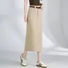 Falda casual recta de longitud media estilo coreano hecha a medida, otoño 2026 de cintura alta nueva y elegante que cubre la cadera, falda vaquera