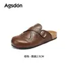 Pantuflas Mula Marrón Augushiden para Mujer 2026 Nuevo Otoño Slip-On de Punta Cerrada Planas Medias Pantuflas