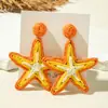 Pendientes de Ratán Tejidos a Mano de Estilo Festivo Europeos y Americanos Combinación de Colores de Verano de Moda Pendientes de Estilo Playa