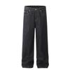 G6429-Mankun High Street Retrô Americano Tendência Street Style Artesanato Pesado Design de Cor Sólida Calça Jeans Masculina Reta