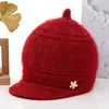 Gorro de invierno para mujeres de mediana edad y mayores, gorro de punto para uso en exteriores, forrado de forro polar para mayor calidez, grueso y acogedor, adecuado para mujeres mayores, gorro estilo pico de pato