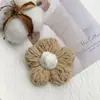 Flor de PomPom de Lã 7cm Crochê 3D Flor de Fio de Algodão Leite Grampo de Cabelo Estilo Coreano Fofo Broche Acessório Ornamento de Cabelo