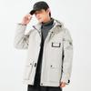 Casaco masculino acolchoado de algodão para outono e inverno, estilo coreano casual, distribuição transfronteiriça, macacão jaqueta acolchoado de algodão solto com capuz, moderno
