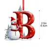 Muñeco de Nieve Navideño Transfronterizo Nuevo Acrílico Plano 2D de 26 Letras Colgante Decoración Navideña de Interior Adorno para Coche