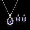Deseo transfronterizo Moda europea y americana damas cristal diamante aretes colgante collar aretes juego de joyería al por mayor