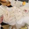 [Sol Cálido Invierno] Ropa de Casa de Encaje Otoño e Invierno para Niños Traje de Casa para Niñas Encaje Cuello Redondo Casual Dos Piezas
