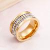 Suministro transfronterizo de comercio electrónico de anillos de diamantes de acero de titanio europeos y americanos al por mayor anillo de moda para hombres y mujeres anillo de pareja de diamantes de doble fila