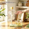 Suporte de copos em formato de árvore de cogumelo retrô pequeno, escorredor de copos de vidro para mesa, decoração de mesa divertida estilo chinês com alto valor estético