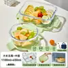 Pote de Vidro Espesso para Micro-ondas, Marmita, Caixa Bento, Tigela de Sopa, Recipiente de Alimentos Compartimentado Selado para Levar Refeições para o Trabalho