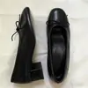 Bailarinas planas de piel de oveja con punta redonda y lazo, zapatos de tacón grueso tipo abuela para mujer, tacones altos sin cordones, zapatos Mary Jane para mujer