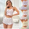 Conjunto de Pijama Sexy Transfronterizo Temu con Estampado de Mariposas, Camisola y Shorts, Cómodo y Casual, Adecuado para Usar Afuera, Ropa de Casa para Mujer