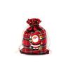 Fabricante en stock Bolsa de tela de algodón lino a cuadros navideños Bolsa de regalo de Papá Noel Bolsa para envolver dulces de chocolate Bolsa de regalo