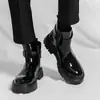 Botas Martin Novas de Cano Alto com Solado Grosso para Aumento de Altura, Tamanho Grande Masculino, Brilhantes, Modernas, Casuais, Botas Curtas de Cano Médio
