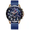 Reloj Lige 2019 para Hombre con Correa de Malla Cronógrafo Multifunción Resistente al Agua