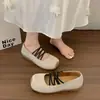 Zapatos planos de estilo ballet con cordones retro franceses para mujer, nuevos zapatos Mary Jane de suela blanda de verano para combinar con faldas, adecuados para ir al trabajo