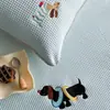 Dibujo Animado Perro Azul Waffe Set de Tres Piezas Esterilla de Seda Helada Gorro de Cama Esterilla con Bordado para Aire Acondicionado Lavable a Máquina Plegable