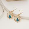 Corea del Sur moda gatito de dibujos animados geométrico redondo corona aretes temperamento dulce creativos aretes de estudiante