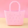 Monedero de Silicona para Niños Mini Agujero Bolso de Mano Bolsa de Almacenamiento para la Playa Color Macarrón DIY