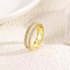 Popular Europeo y Americano Exagerado Escalera Cuadrado Circonita Alto Grado Sensación Anillo Abierto Unisex Todo-partido Color Cobre Mantenimiento del Color Chapado en Oro Anillo