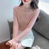 Moda Blusa Gola Alta Metade Strass Quente Blusa Tricotada Feminina 2023 Outono e Inverno Nova Camiseta Básica Top Feminino Ajustado Interno