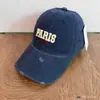 Retro Americano PARIS Bordado 3D Desgastado Sombrero de Sol Unisex Tendencia Callejera Versátil Gorra de Béisbol