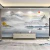 Papel de Parede Personalizado Estilo Chinês 3D Paisagem a Tinta Papel de Parede para Parede de Fundo de TV Sala de Estar Revestimento de Parede Quarto Revestimento de Parede Mural