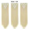 Venta al por mayor transfronteriza juego de 7 piezas de extensiones de cabello sintético clip-in de 22 pulgadas 130g, piezas para cubrir cabello lacio