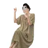 Camisola de Algodão e Seda para Mulheres, Estilo Fino de Manga Curta para o Verão, Pijama Estampado Novo Estilo Chinês, Modelo Popular Online, Roupa de Casa Plus Size para Primavera e Outono