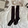 Meias 3/4 de passarela femininas meias felpudas de primavera e outono meias de cano alto outono e inverno meias marrons de cor sólida outono femininas