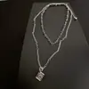 Moderna Cadena de Clavícula en Capas con Colgante Cuadrado Hip Hop Individual para Mujer Nueva Cadena de Cuello en Capas de Moda Accesorios