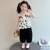 Conjunto de Niña 2026 Nuevo Estilo Coreano Conjunto de Moda para Niñas Pequeñas, Elegante Conjunto de Dos Piezas con Encaje de Gato Negro para Niños Pequeños